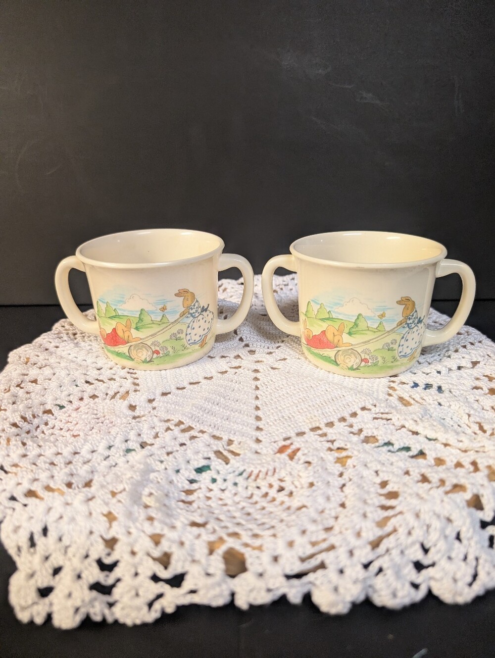 Vintage Bunnykins Double Handled Mug By Royal Doulton 2004 Lot Of 2 Cups